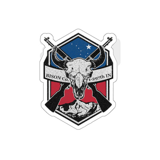 Bison Co 1-297th IN Die-Cut Sticker - 3"